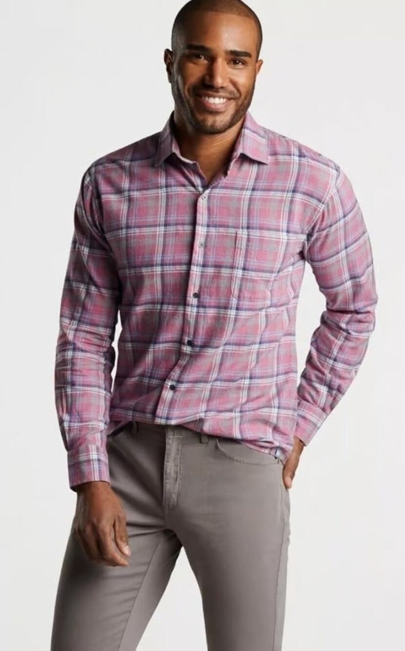 Peter Millar Button Down Plaid Shirt, Iron Way, 100% Cotton, Pink/Blue Mens Sz M